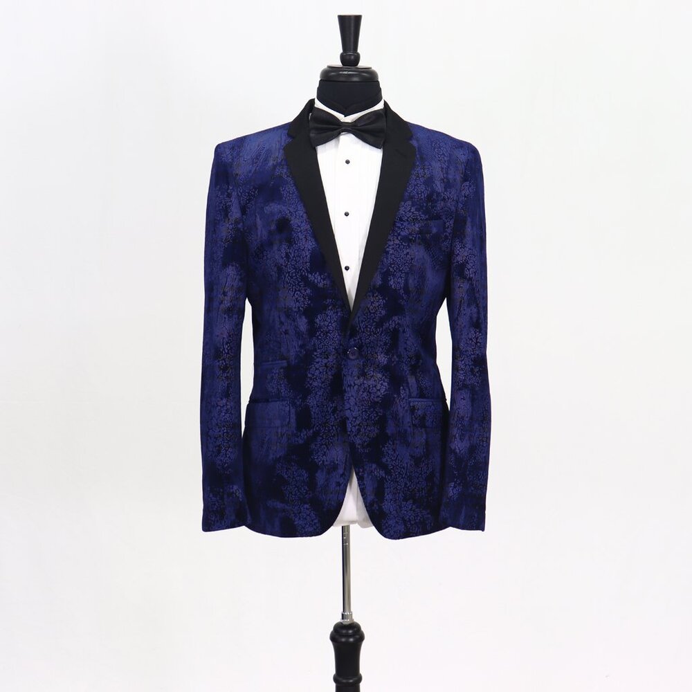 Suslo Couture 42R Navy Blazer Sport Coat Jacket 1-Button Solid Y903